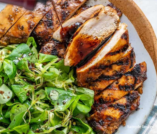 Balsamic Glazed Chicken with Roasted Pumpkin & Greens