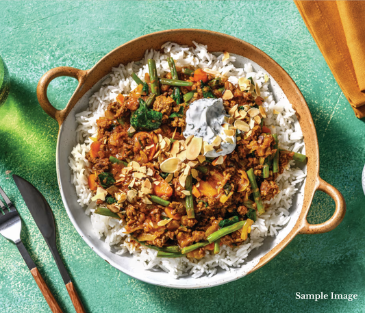 Moroccan-Style Beef Bowl with Spiced Almond Herbed Rice