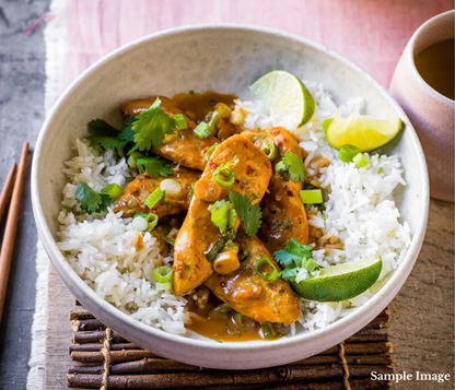 Creamy Satay Chicken with Rice