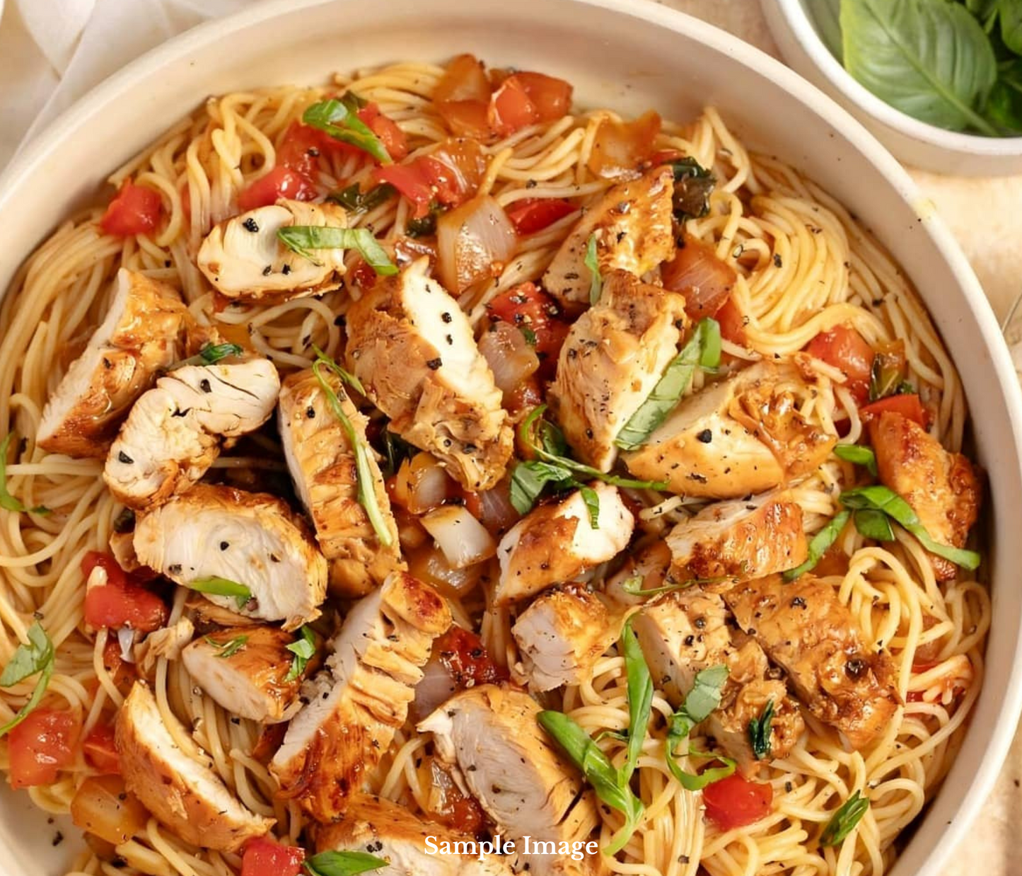 Chicken Fettuccine with Tomato, Basil & Parmesan