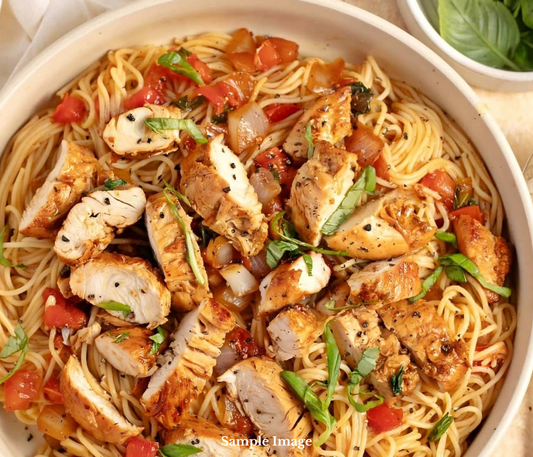 Chicken Fettuccine with Tomato, Basil & Parmesan