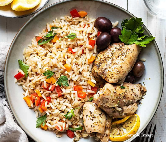 Greek Chicken & Herbed Rice Bowl