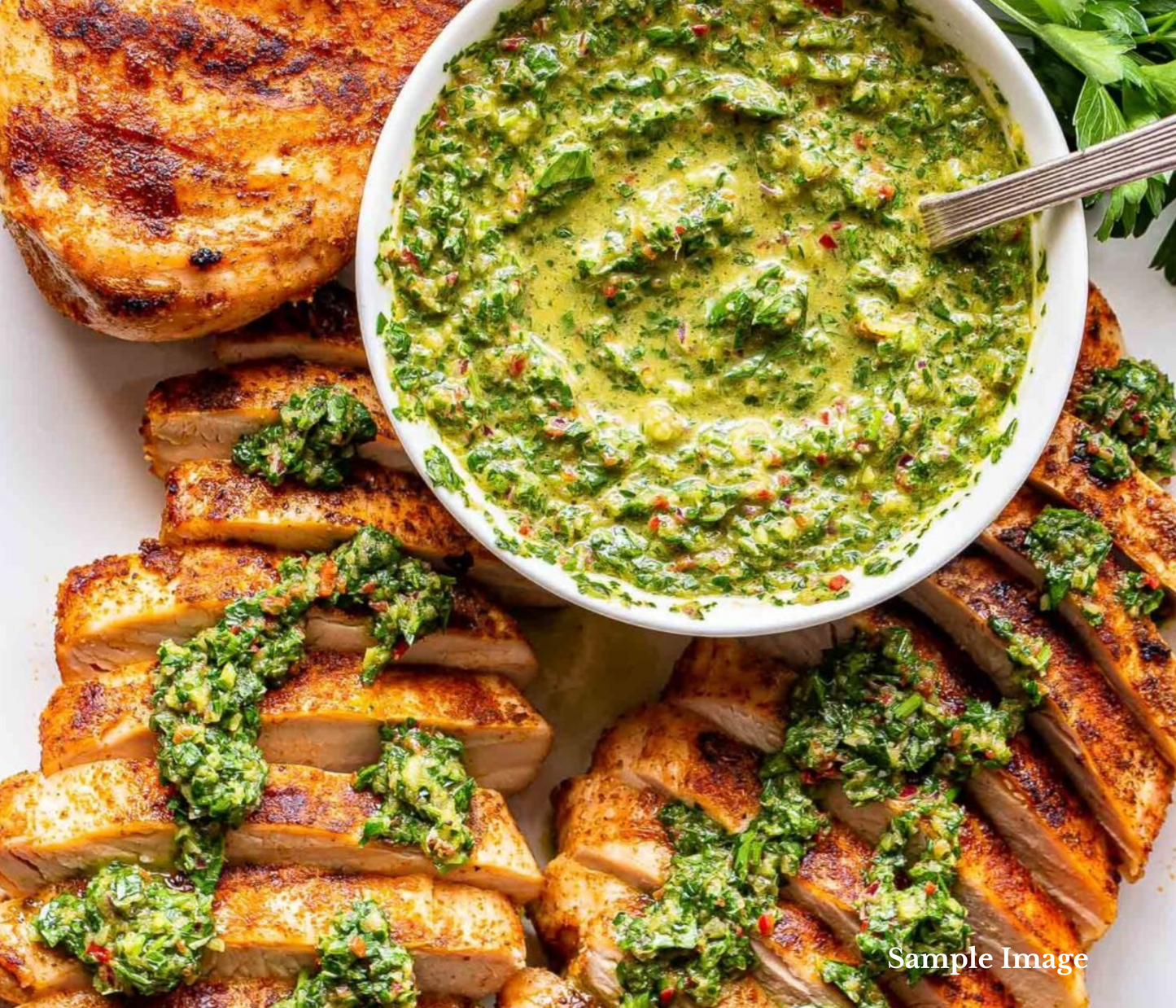 Herbed Roast Chicken with Creamy Chimmi Sauce