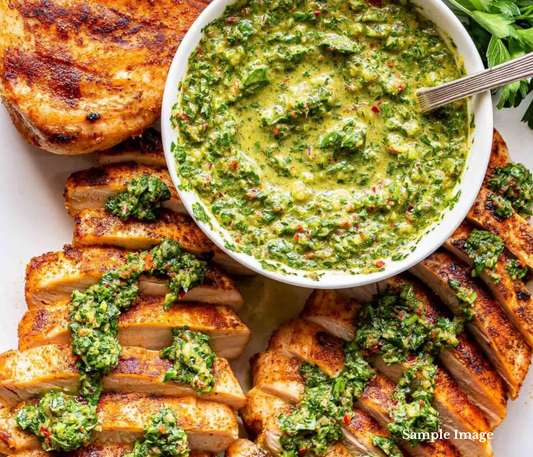 Herbed Roast Chicken with Creamy Chimmi Sauce