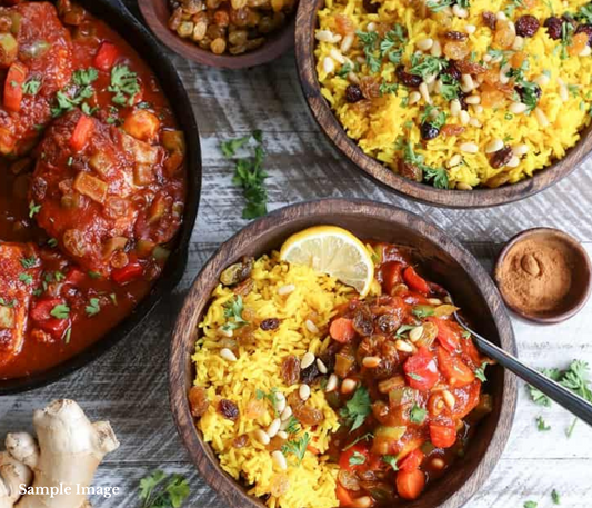 Slow Cooked Moroccan Beef with Golden Rice