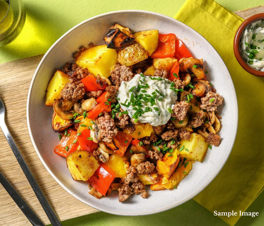 Greek Beef Bowl with Lemon Potatoes